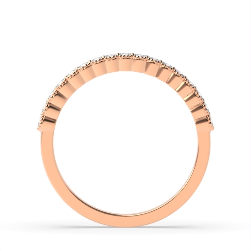 Pave Setting Round Rose Gold Milligrain Eternity Diamond Rings
