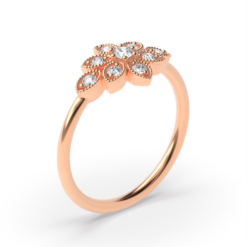 Pave Setting Round Rose Gold Premium Diamond Rings