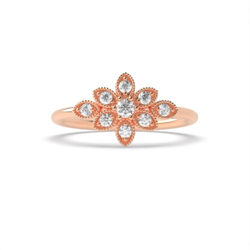 Pave Setting Round Rose Gold Premium Diamond Rings