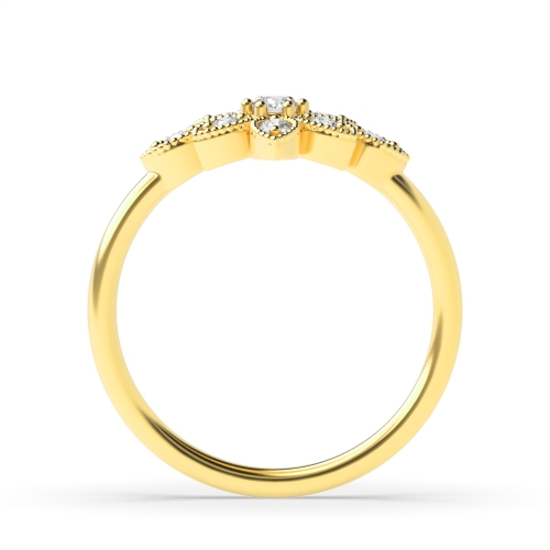 Pave Setting Round Yellow Gold Cluster Diamond Ring