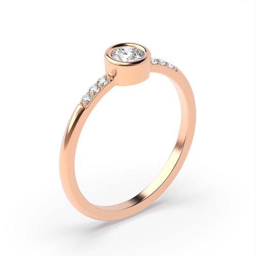 Round Rose Gold Low set Engagement Rings