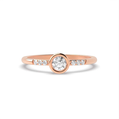 Round Rose Gold Low set Engagement Rings