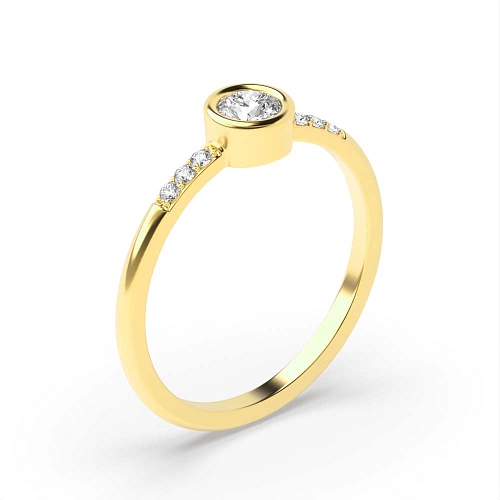 Round Yellow Gold Low set Engagement Rings