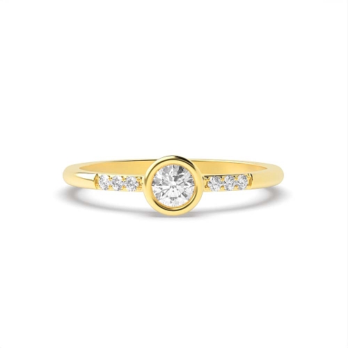 Round Yellow Gold Low set Engagement Rings