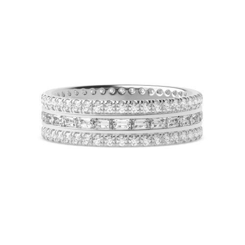 4 Prong Round/Baguette Aurora clasp Diamond Rings