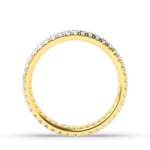4 Prong Round/Baguette Yellow Gold Aurora clasp Eternity Diamond Rings