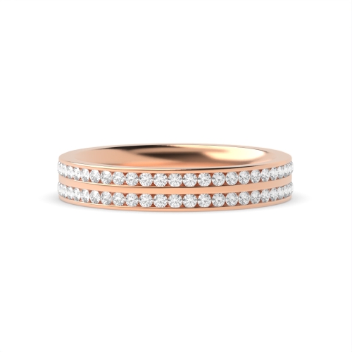 Channel Setting Round Rose Gold Double row daimond Eternity Engagement Rings