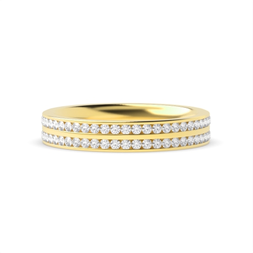 Channel Setting Round Yellow Gold Double row daimond Eternity Engagement Rings