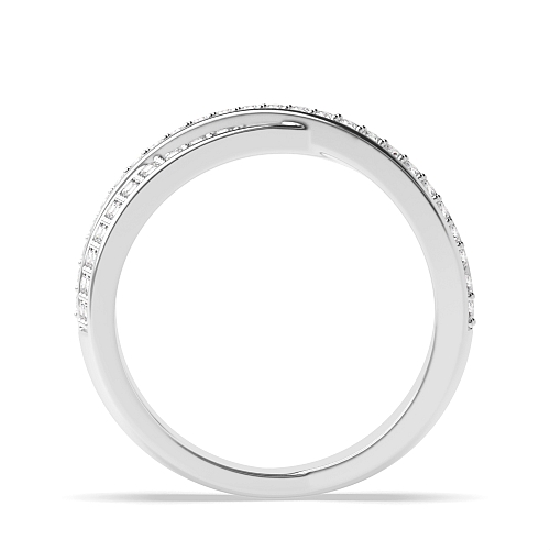 Pave Setting Round Platinum Crossover Eternity Diamond Rings