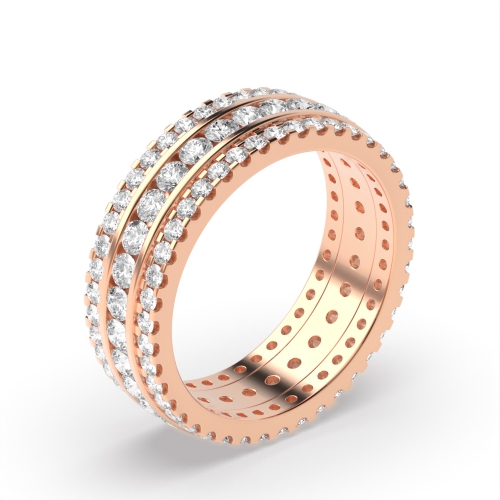 Pave Setting Round Rose Gold Ether whisper Engagement Rings