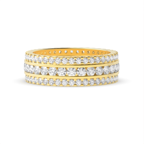 Pave Setting Round Yellow Gold Ether whisper Engagement Rings