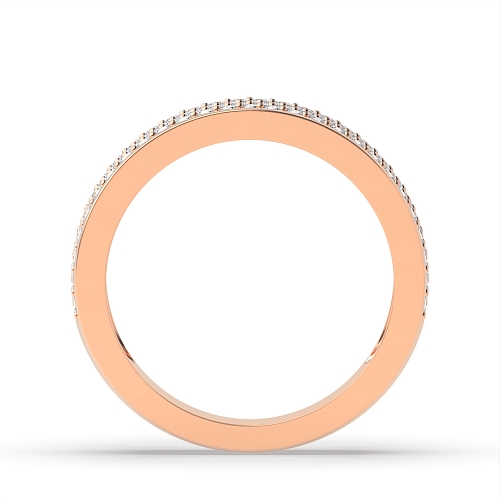 Pave Setting Round Rose Gold Four row Diamond Rings