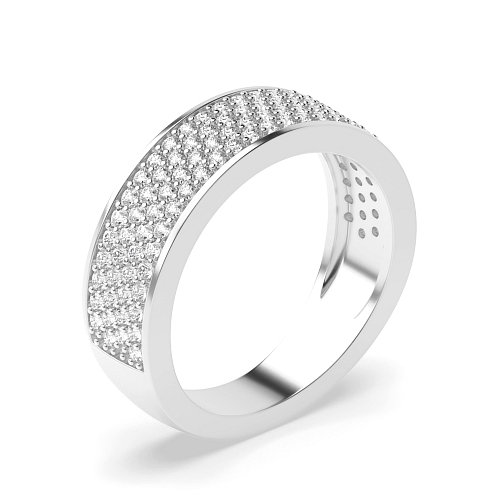 Pave Setting Round White Gold Four row Half Eternity Diamond Rings