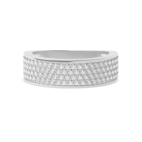 Pave Setting Round White Gold Four row Half Eternity Diamond Rings