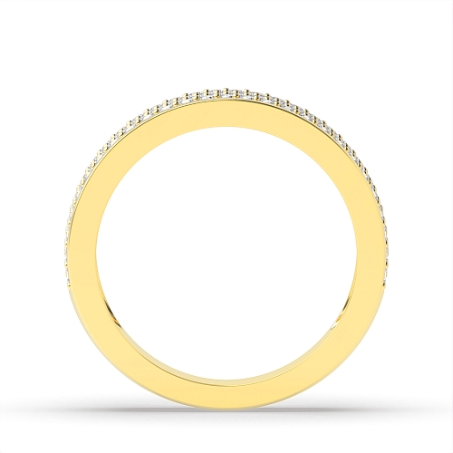Pave Setting Round Yellow Gold Four row Diamond Rings