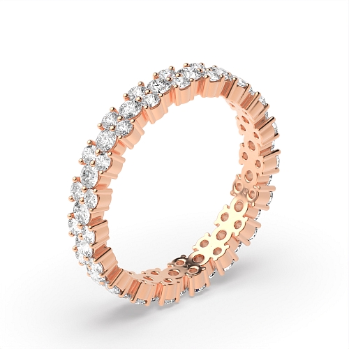 4 Prong Round Rose Gold Riviera Eternity Engagement Rings