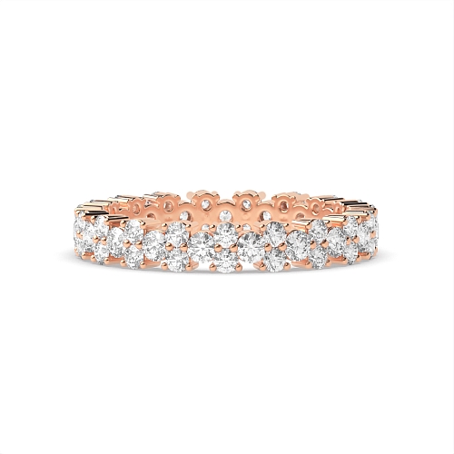 4 Prong Round Rose Gold Riviera Eternity Engagement Rings