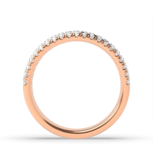 4 Prong Round/Baguette Rose Gold Half Eternity Wedding Band