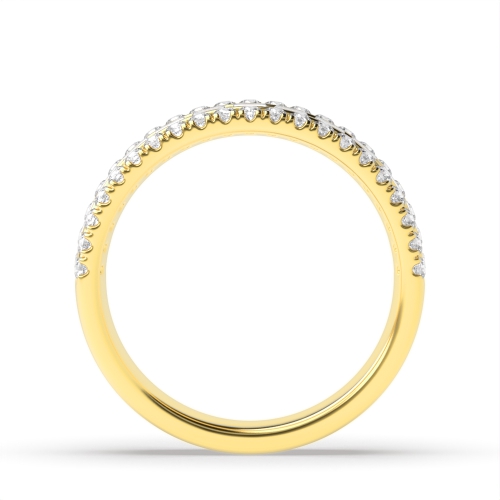 4 Prong Round/Baguette Yellow Gold Half Eternity Diamond Ring