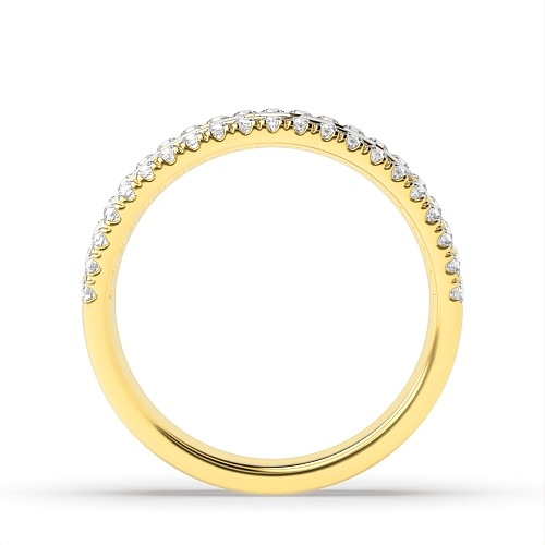 4 Prong Round/Baguette Yellow Gold And channel set 3 rows Cluster Diamond Rings