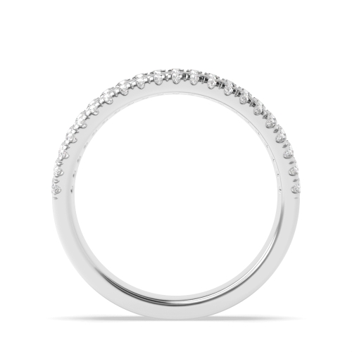 4 Prong Round/Baguette White Gold Half Eternity Wedding Band