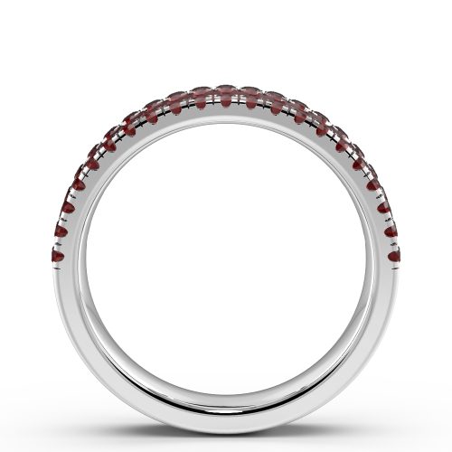 4 Prong Round/Baguette Celestial Veil Ruby Half Eternity Diamond Ring