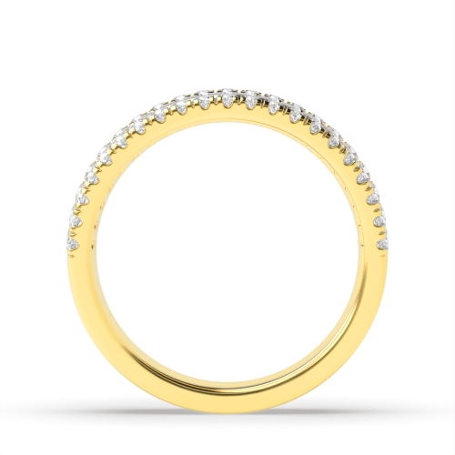 4 Prong Round/Baguette Yellow Gold Half Eternity Wedding Band