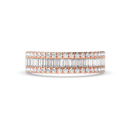 4 Prong Round/Baguette Rose Gold And channel set Eternity Diamond Rings