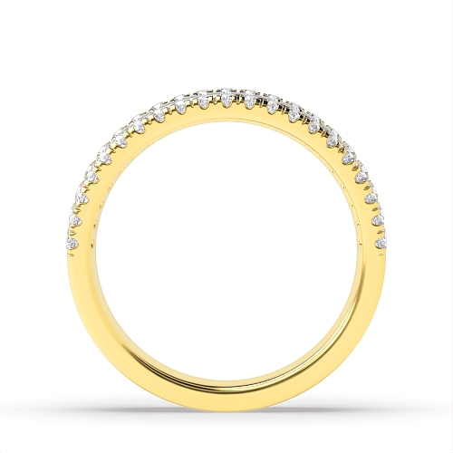 4 Prong Round/Baguette Yellow Gold and channel set Half Eternity Wedding Band