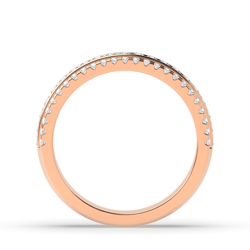 4 Prong Round Rose Gold And channel set 3 rows Diamond Rings