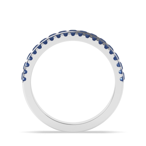 4 Prong Round Stylish Blue Sapphire Half Eternity Diamond Ring