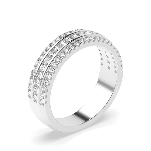 4 Prong Round White Gold And channel set 3 rows Half Eternity Diamond Rings
