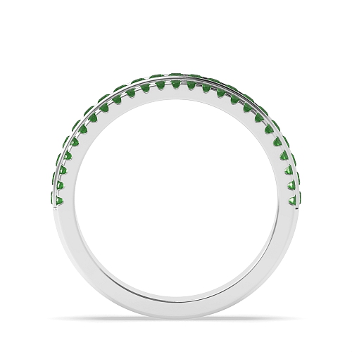 4 Prong Round And channel set 3 rows Emerald Diamond Rings