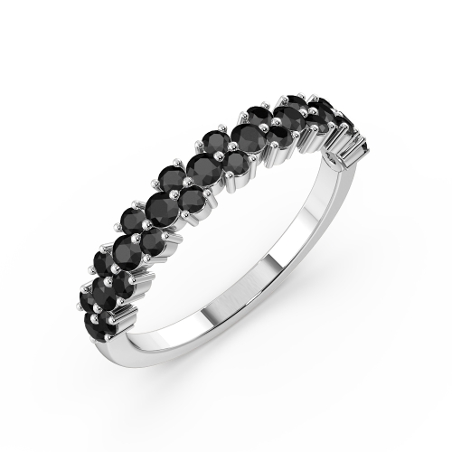 Modern Style Prong Setting Round Shape Black Diamond Half Eternity Designer Rings(3.40mm)