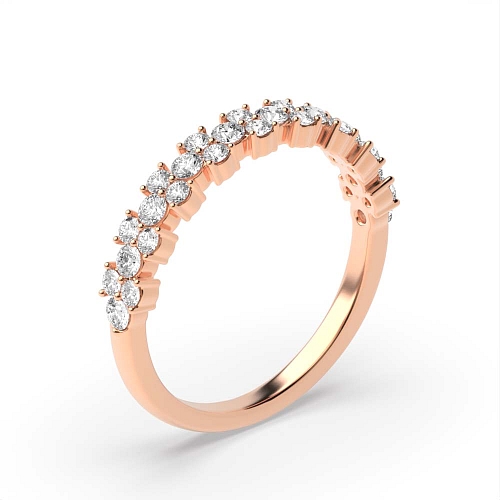 4 Prong Round Rose Gold Modern Half Eternity Diamond Rings
