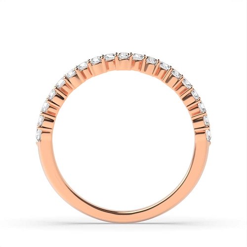 4 Prong Round Rose Gold Modern Half Eternity Diamond Rings