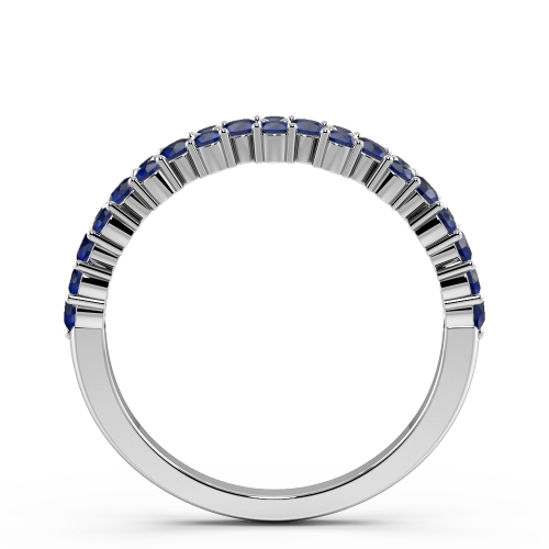 4 Prong Round Modern Blue Sapphire Half Eternity Diamond Ring