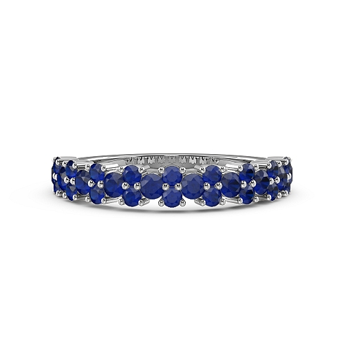 4 Prong Round Modern Blue Sapphire Diamond Rings