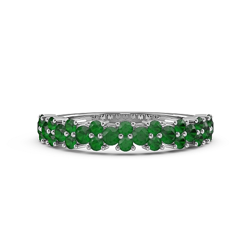 4 Prong Round Modern Emerald Diamond Rings