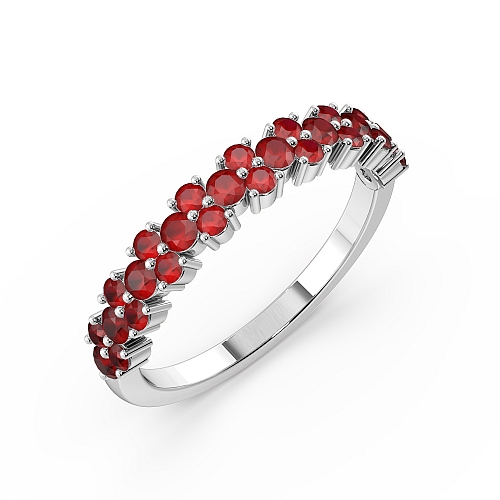 4 Prong Round Modern Ruby Diamond Rings