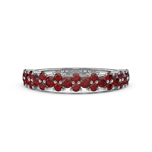 4 Prong Round Modern Ruby Diamond Rings