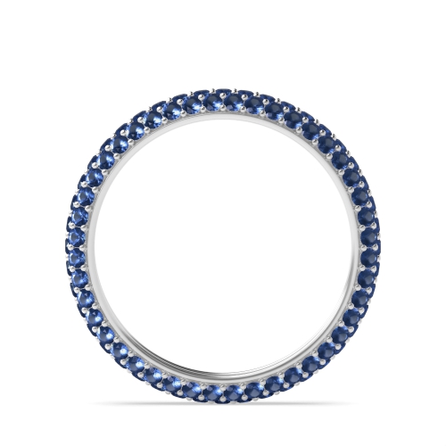 Pave Setting Round forever Blue Sapphire Full Eternity Diamond Ring