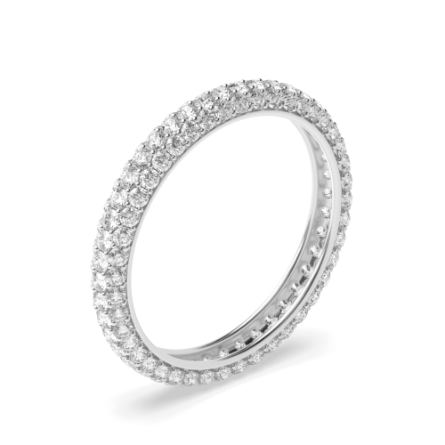 Pave Setting Round Silver Full Eternity Diamond Rings