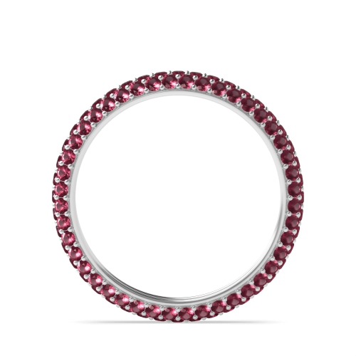 Pave Setting Round forever Ruby Full Eternity Diamond Ring