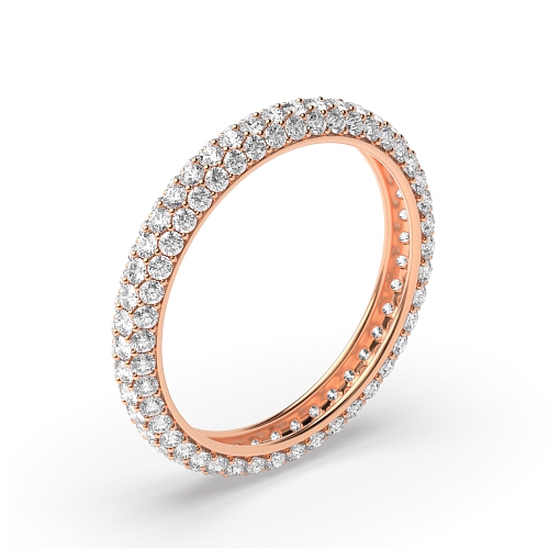 Pave Setting Round Rose Gold forever promise Full Eternity Wedding Band