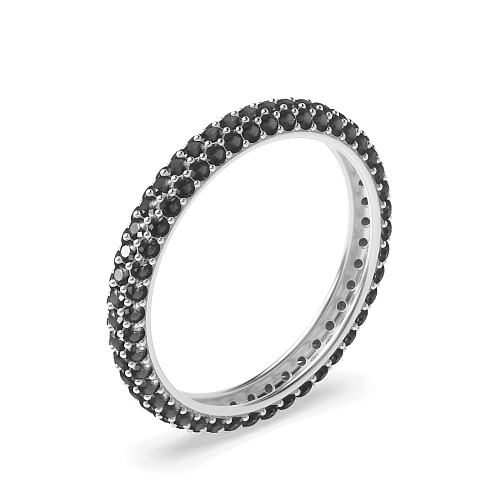 Pave Setting Round triple row Black Eternity Diamond Rings