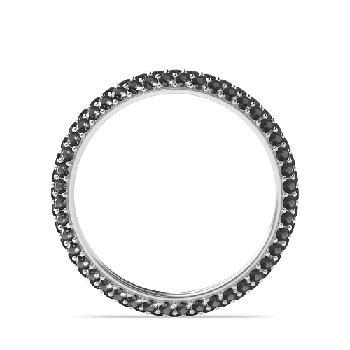 Pave Setting Round triple row Black Eternity Diamond Rings