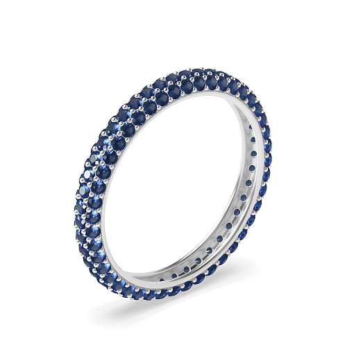 Pave Setting Round forever promise Blue Sapphire Full Eternity Wedding Band