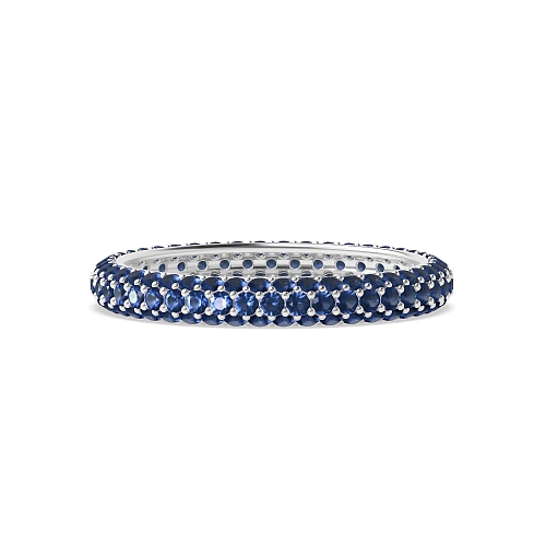 Pave Setting Round forever promise Blue Sapphire Full Eternity Diamond Ring