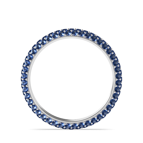 Pave Setting Round forever promise Blue Sapphire Full Eternity Wedding Band